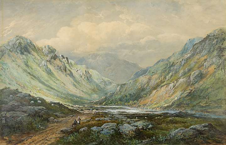 Figures in a Scottish Mountain Valley